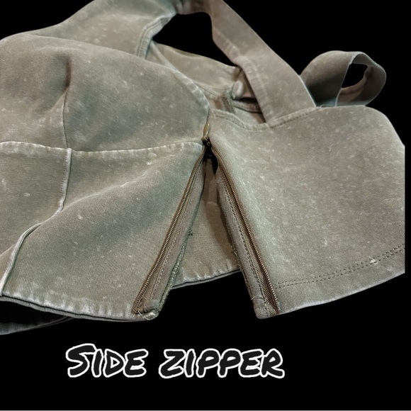 ZARA Cropped Side Zip Halter Top in Vintage Earth Green. Size Small. - Picture 8 of 9